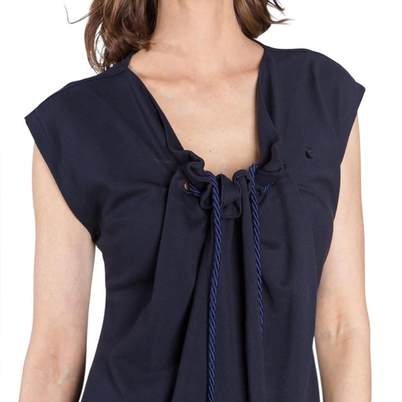 Carven NEW Cinched Cord Navy Dress - Picture 2 of 10